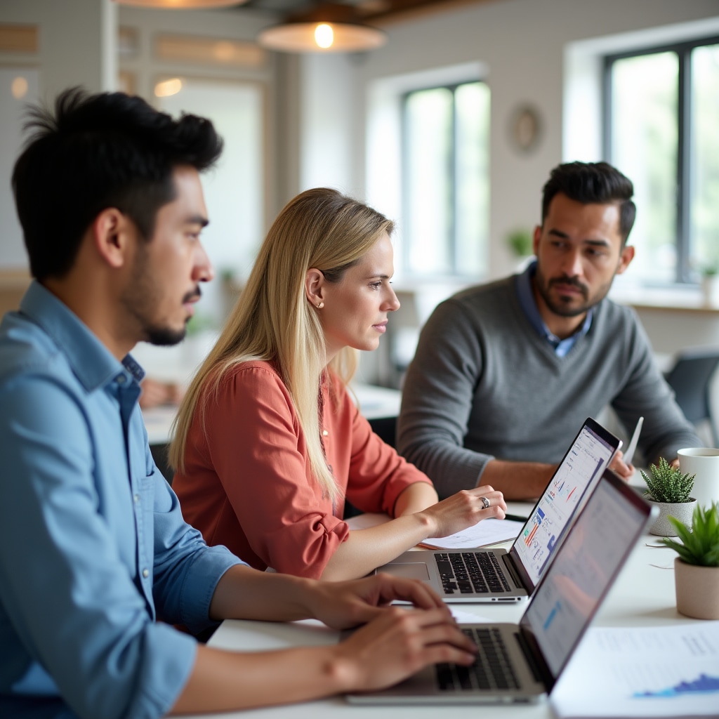 Team members learning new technology system during adoption workshop